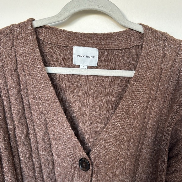 Pink Rose Ribbed Mini Cardigan - Picture 2 of 6